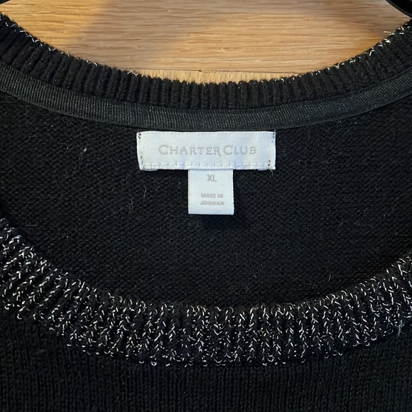 Charter Club - Striped Sweater - Black & Cream - XL - Picture 5 of 9